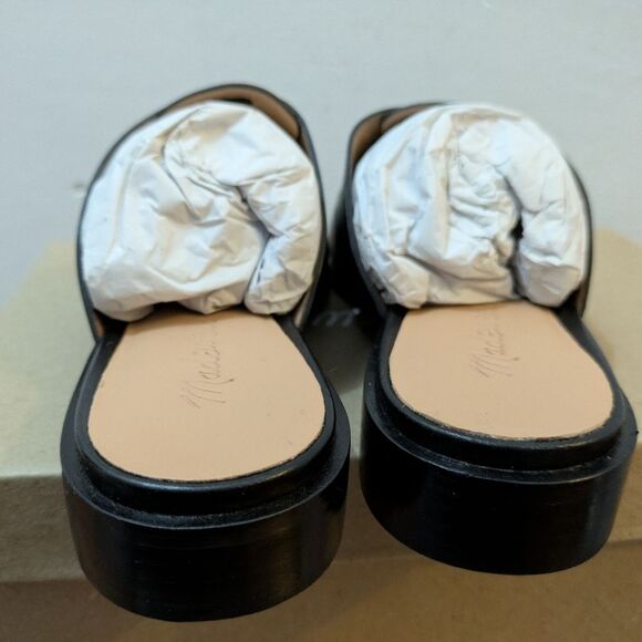 Madewell The Dixson Fisherman Mule Flats True Black Leather Sz 7.5 NEW - Picture 3 of 16